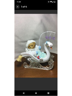 Cherished teddies Skylar 4013426 "The Magic of White Christmas" bear swan sled